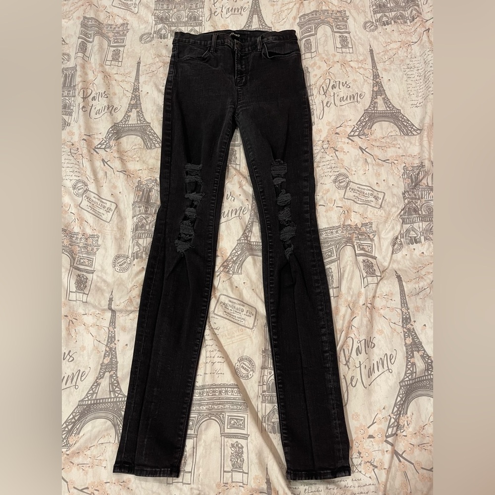 J Brand Maria Blk Heart Distressed Skinny Jeans size 29